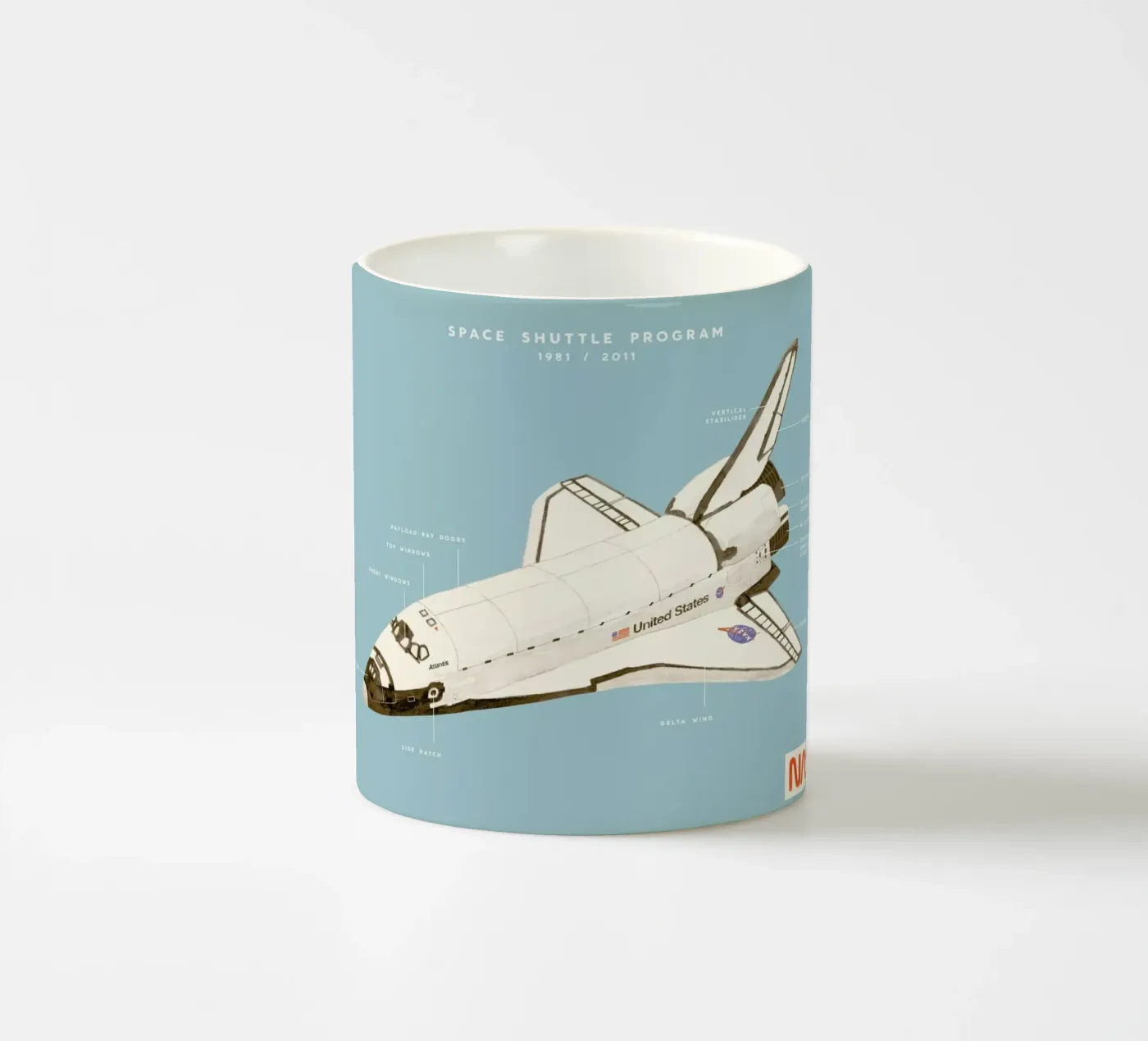 Space Shuttle Program ceramic mug by Florent Bodart