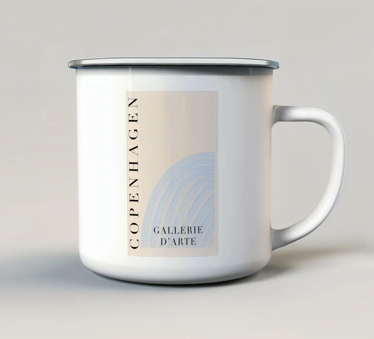 Blue and Beige Copenhagen Art tazza in smalto da GraceDigitalArtCo