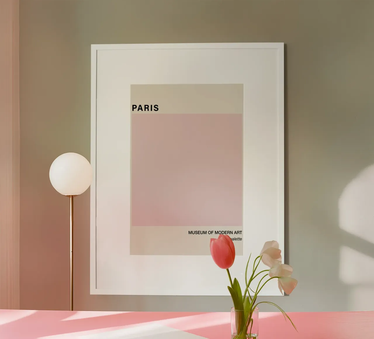 Pink Paris Minimalist Art poster con telaio in alluminio da GraceDigitalArtCo