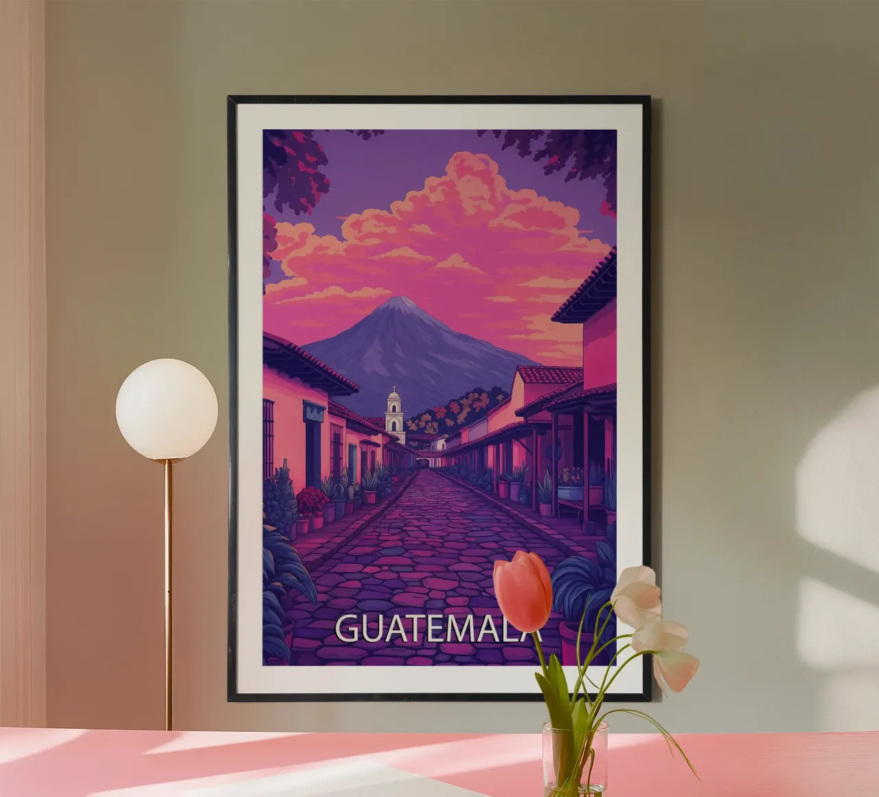 guatemala skyline pittura vettoriale poster con telaio in alluminio da adzkiya