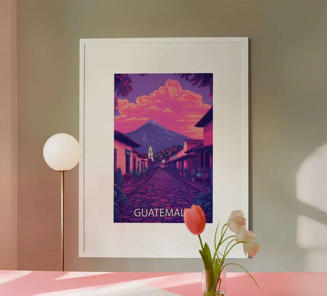 guatemala skyline pittura vettoriale poster con telaio in alluminio da adzkiya