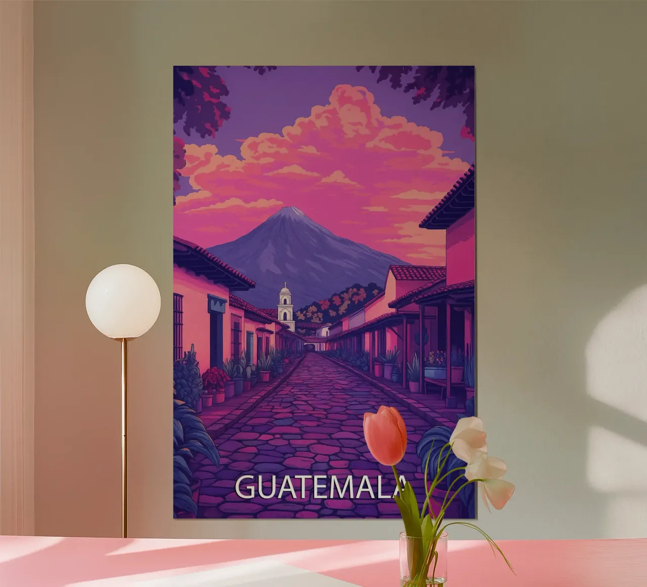 guatemala skyline pittura vettoriale poster con telaio in alluminio da adzkiya