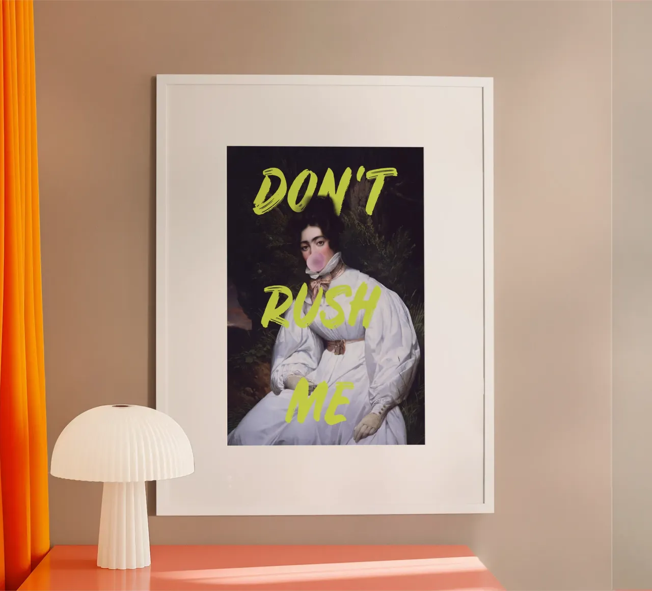 Don't Rush Me Sassy Bubble Gum Art poster con telaio in legno da GraceDigitalArtCo