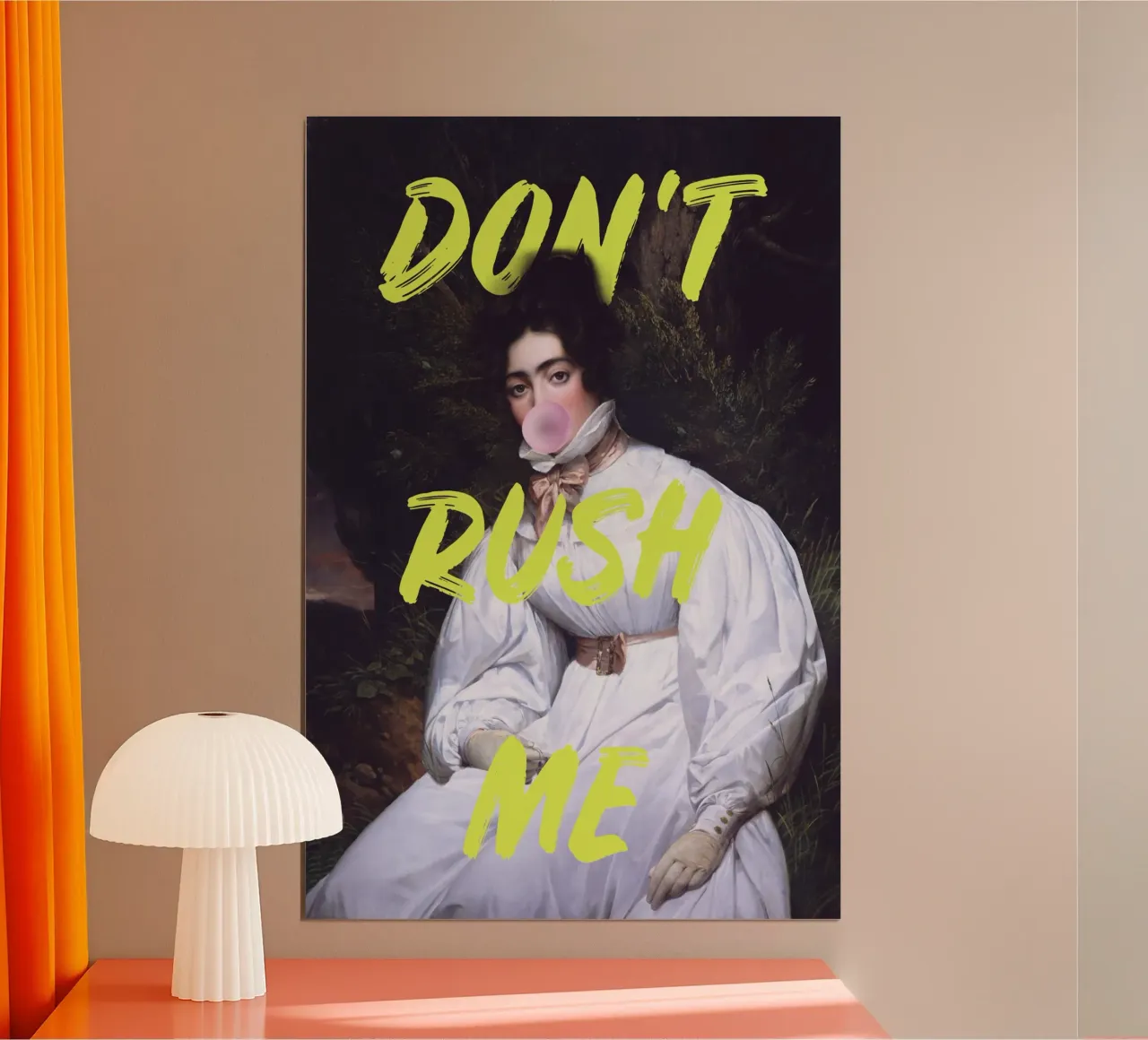 Don't Rush Me Sassy Bubble Gum Art poster con telaio in legno da GraceDigitalArtCo