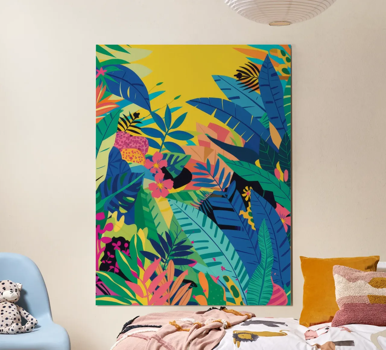 Sinfonia della giungla crepuscolare poster con telaio in legno da Grande Serene