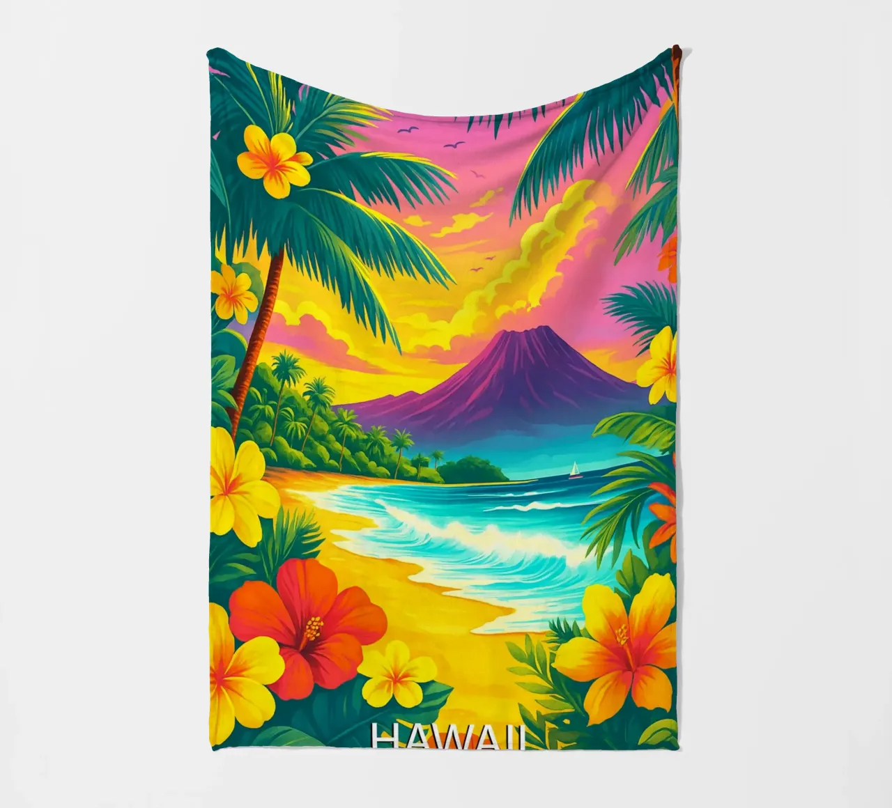 peinture vectorielle de l'horizon d'Hawaï plaid polaire de adzkiya