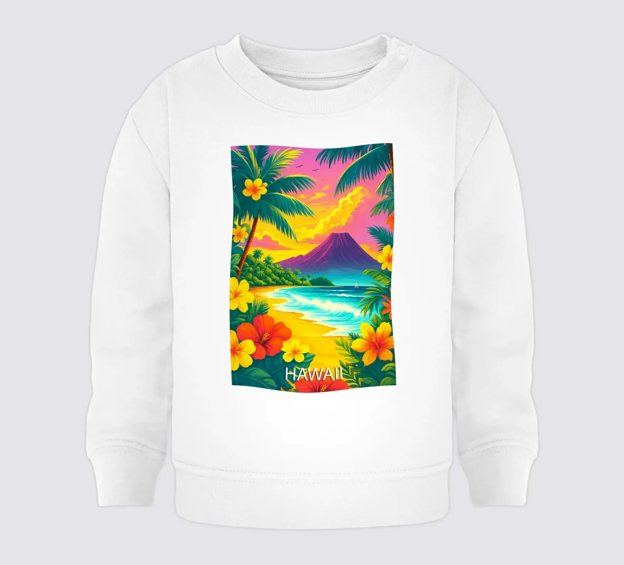 hawaii skyline vector painting baby sweatshirt by adzkiya