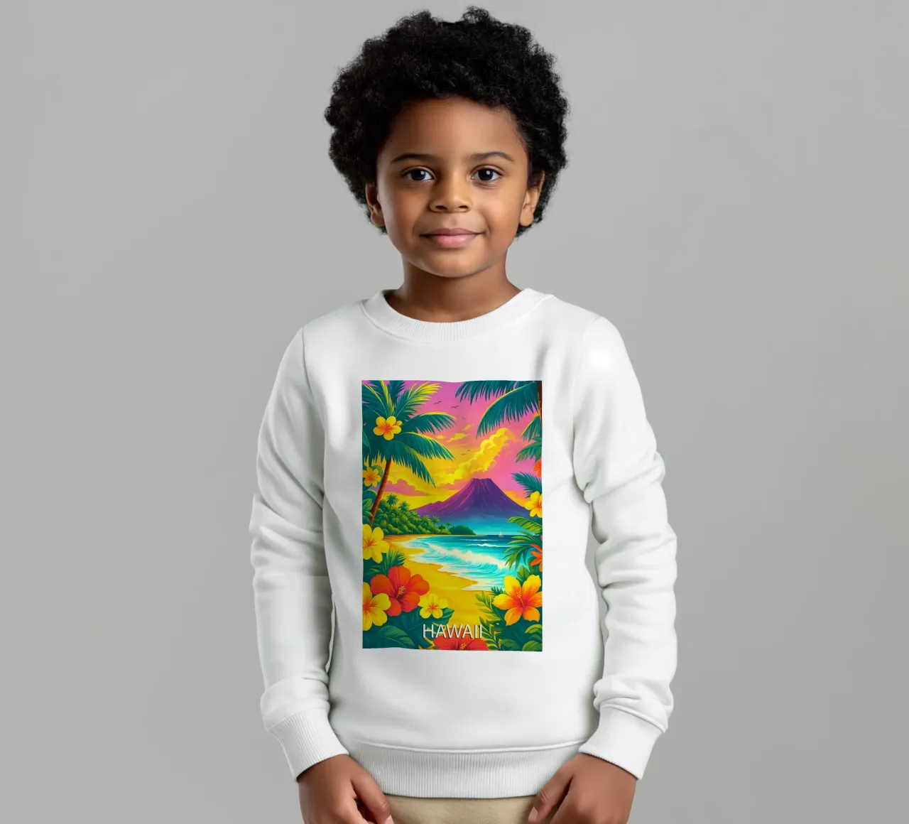 hawaii skyline pittura vettoriale felpa bambino da adzkiya