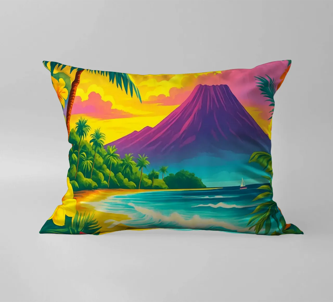 hawaii skyline pittura vettoriale cuscino da adzkiya