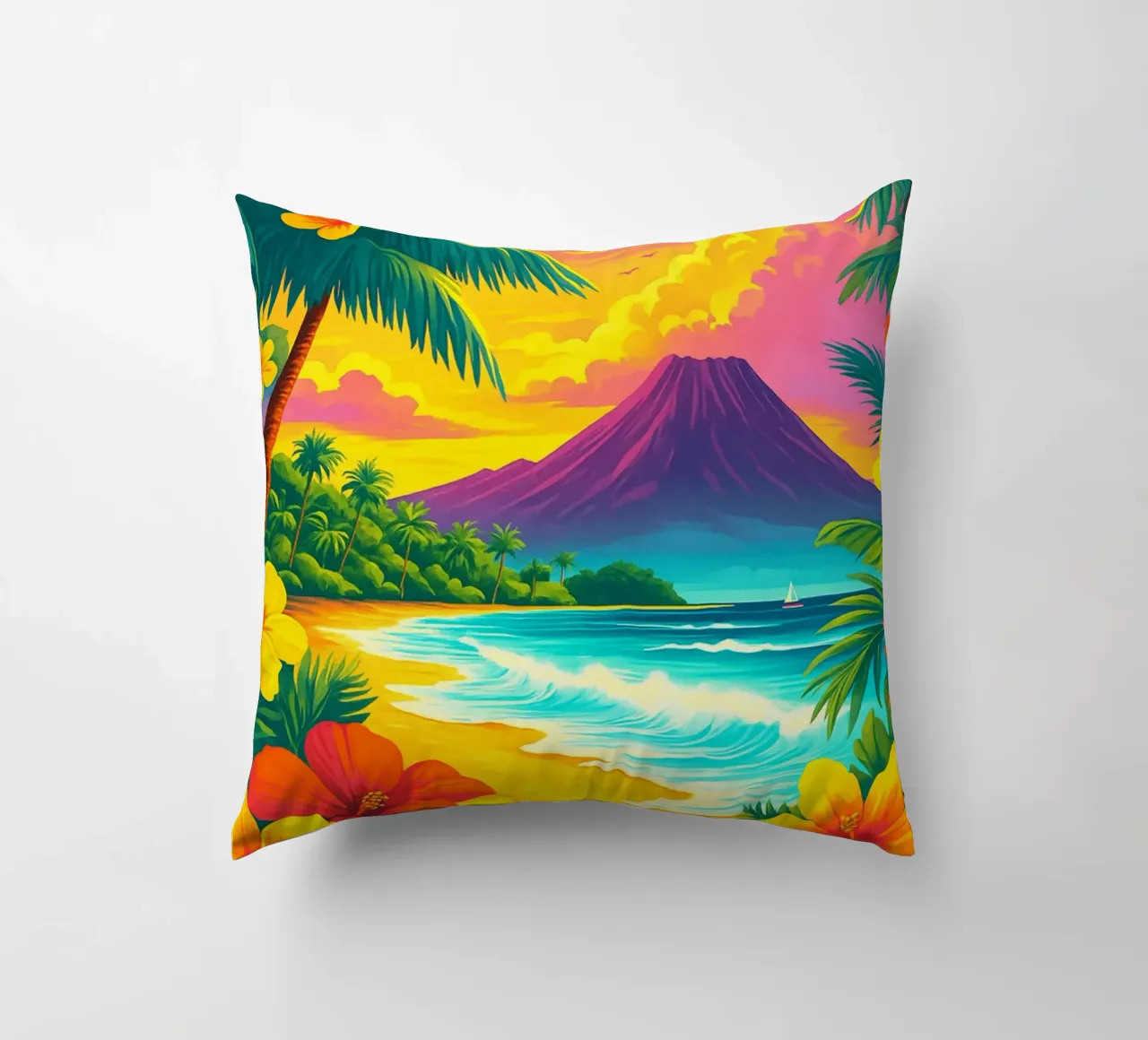 hawaii skyline pittura vettoriale cuscino da adzkiya
