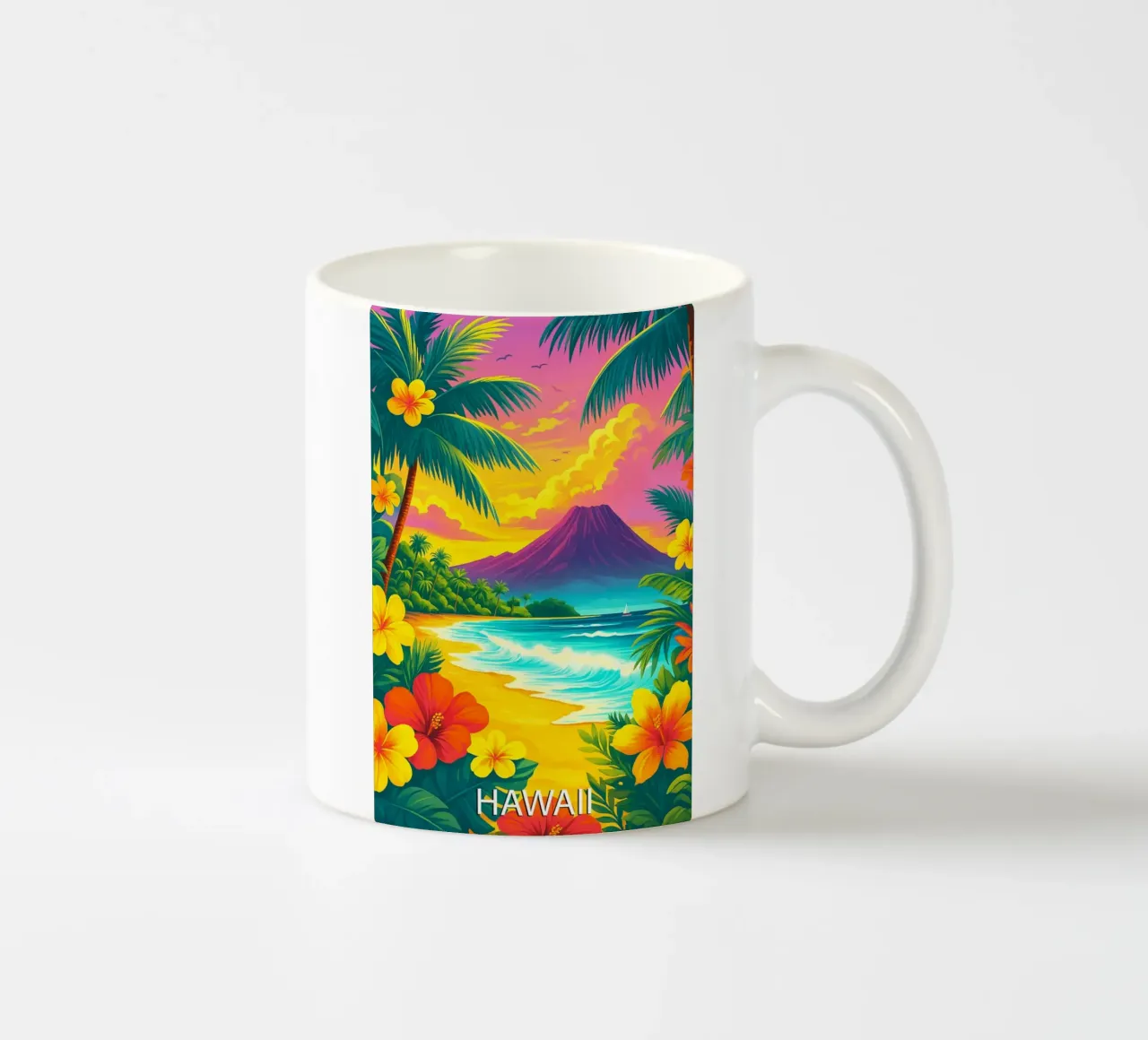 skyline hawaii vector schilderij keramische mok van adzkiya