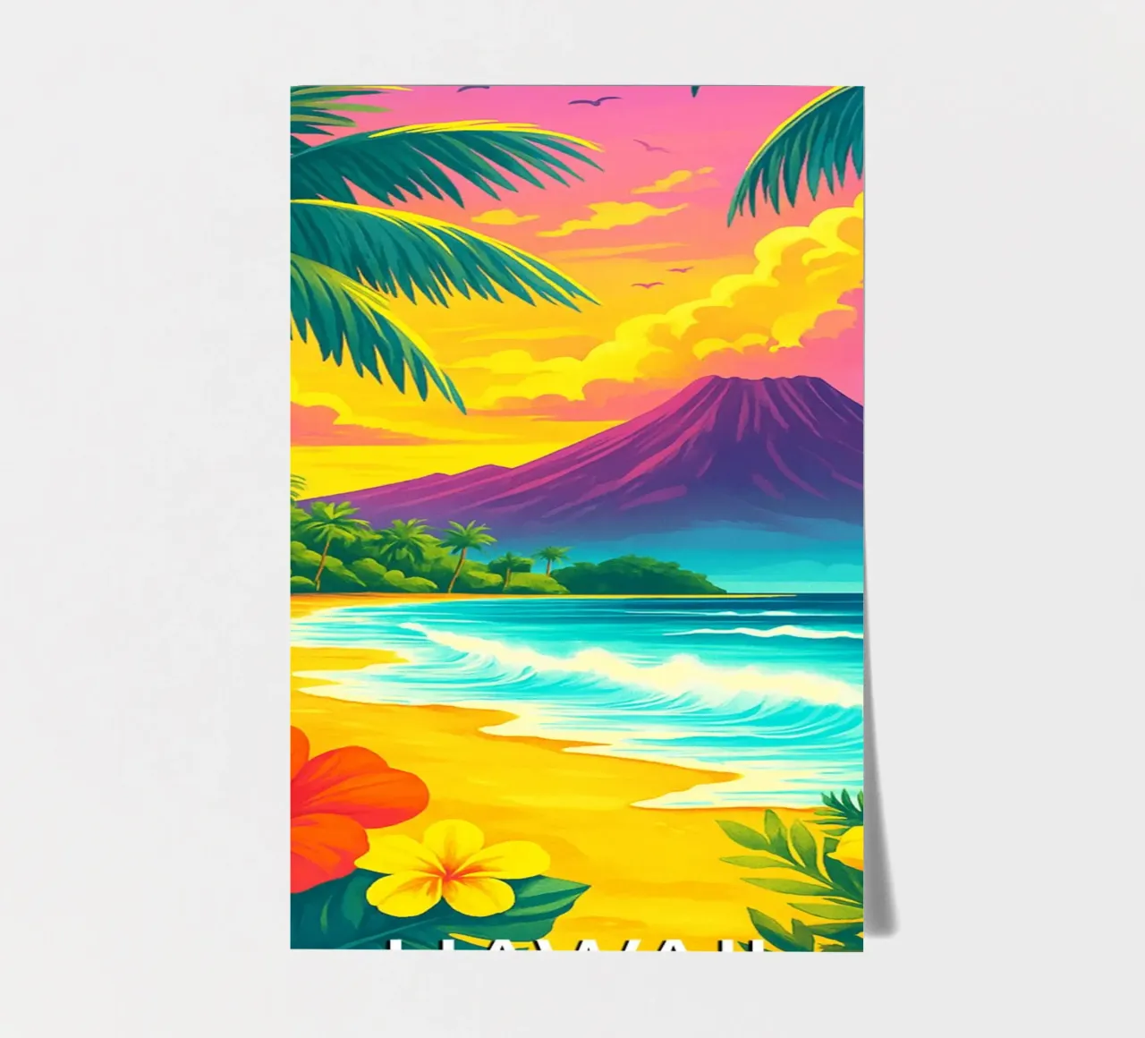 hawaii skyline vector painting sticker sheet by adzkiya