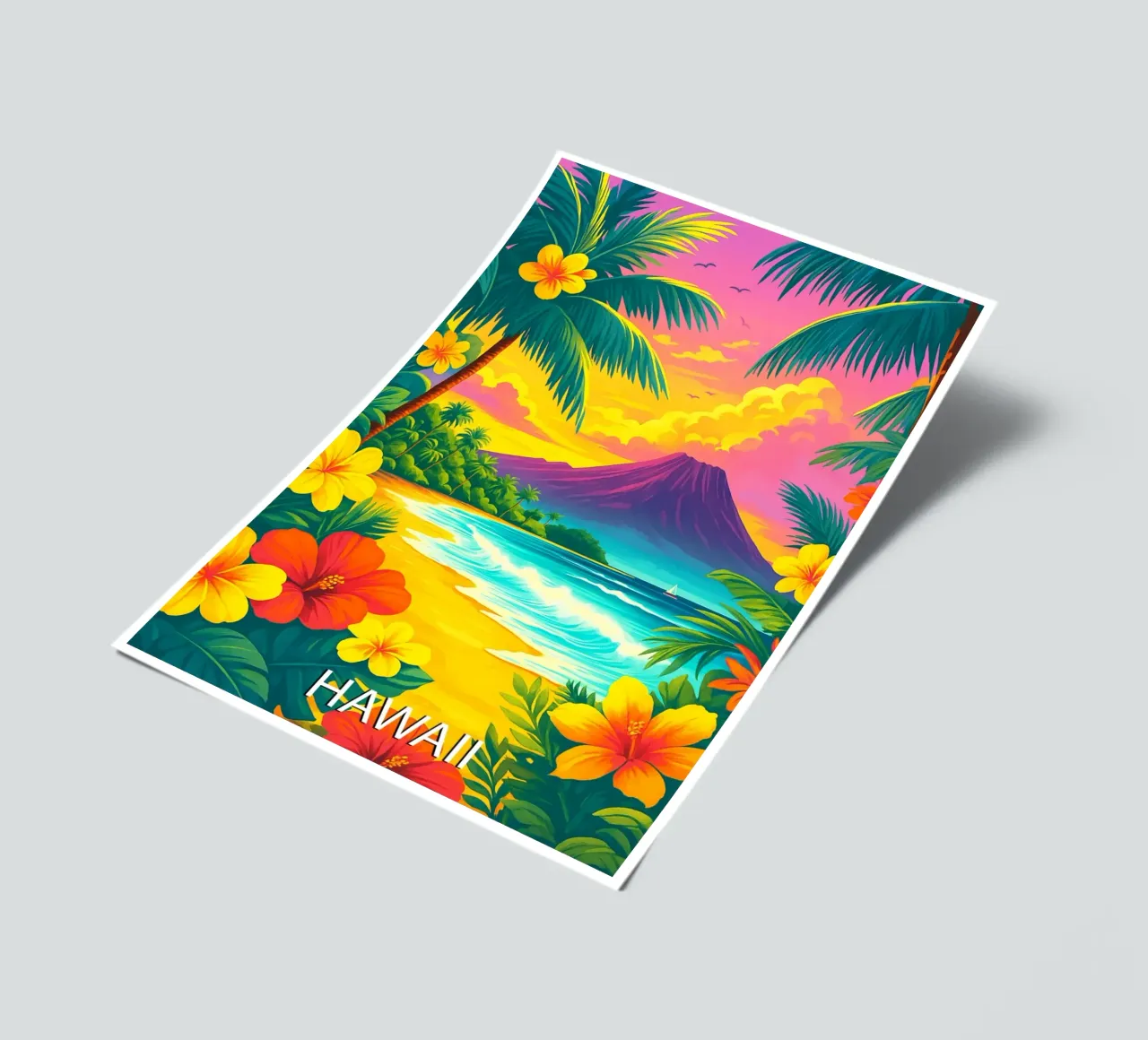 hawaii skyline vector painting sticker sheet by adzkiya