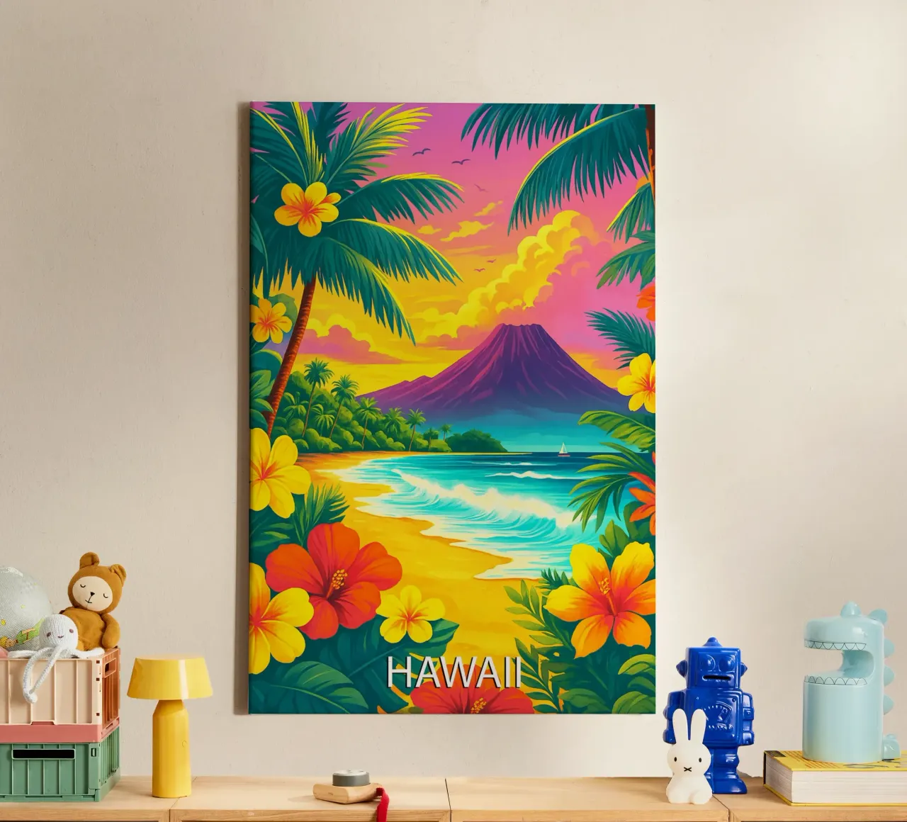 hawaii skyline vector painting canvas by adzkiya