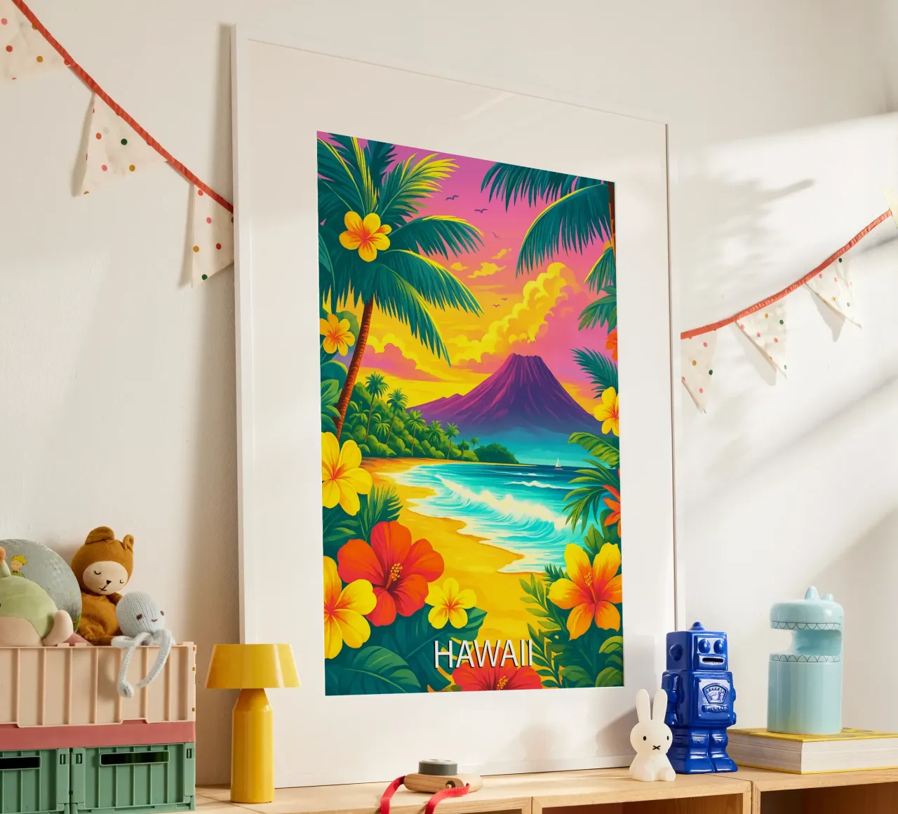 hawaii skyline pittura vettoriale poster con telaio in alluminio da adzkiya