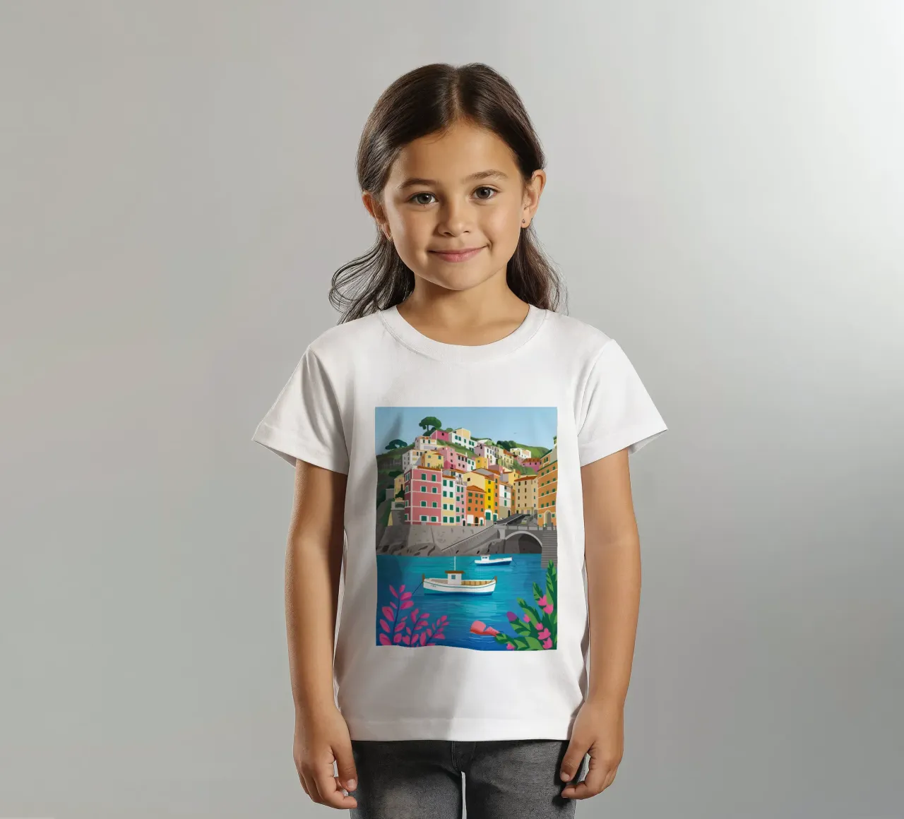 Cinque Terre Seaside kids t-shirt by Paez Harmony