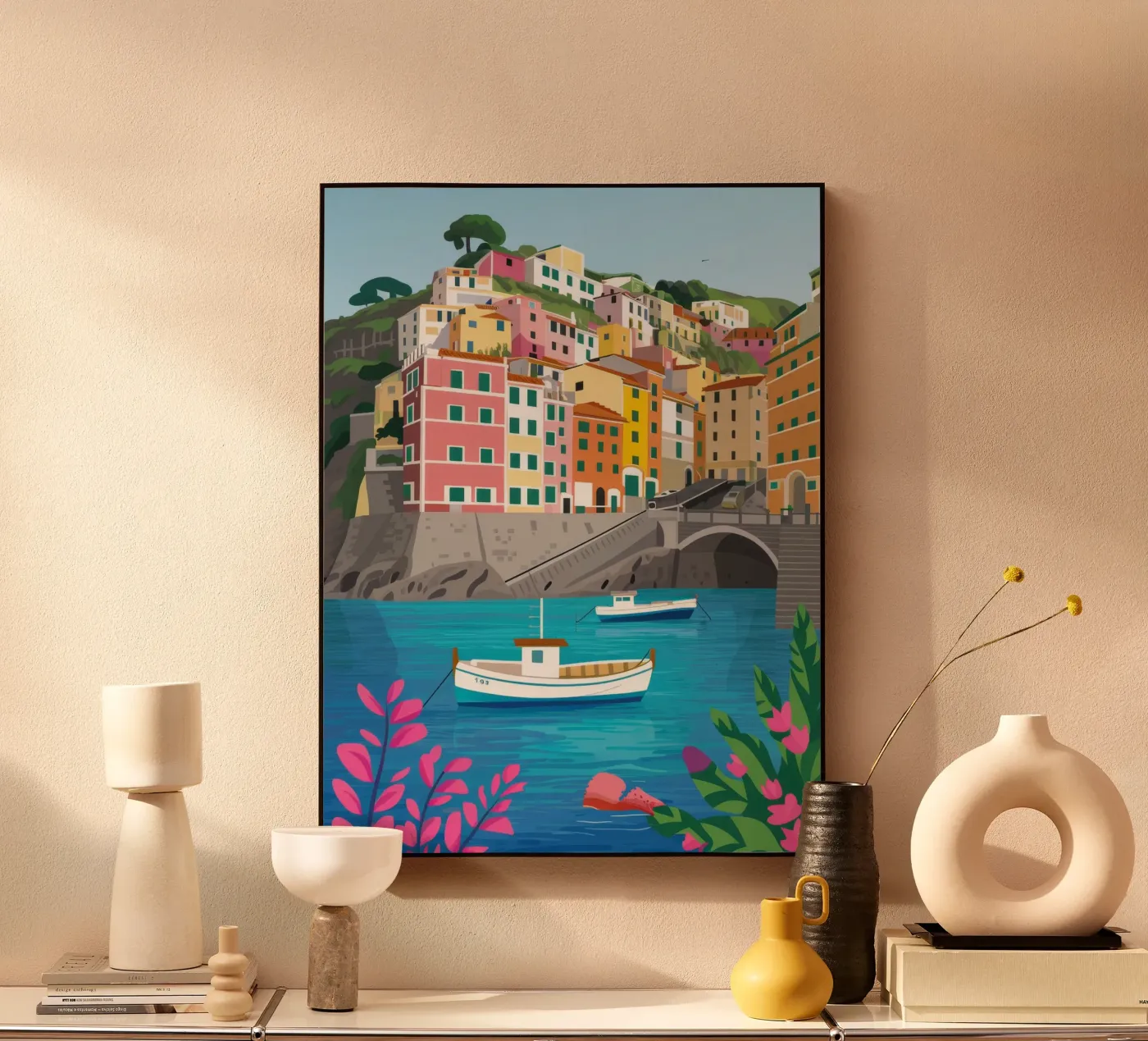 Cinque Terre Seaside acryl van Paez Harmony