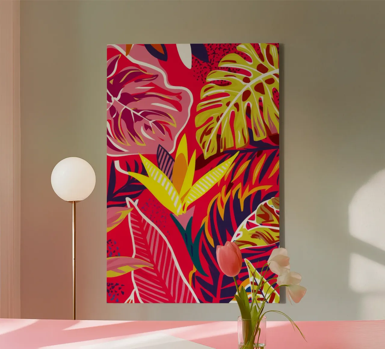 Vurige bladglans canvas met Baklijst van Grande Serene