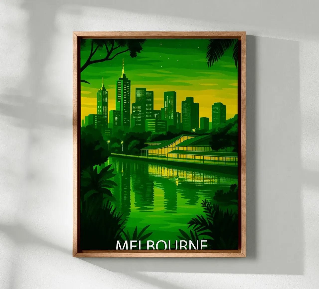 melboune australië skyline vector schilderij canvas met Baklijst van adzkiya