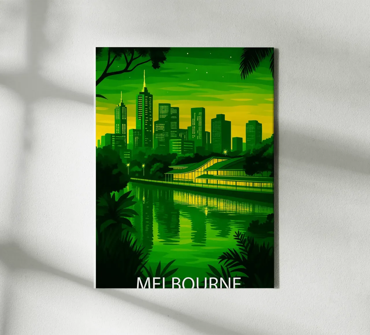 melboune australië skyline vector schilderij canvas met Baklijst van adzkiya