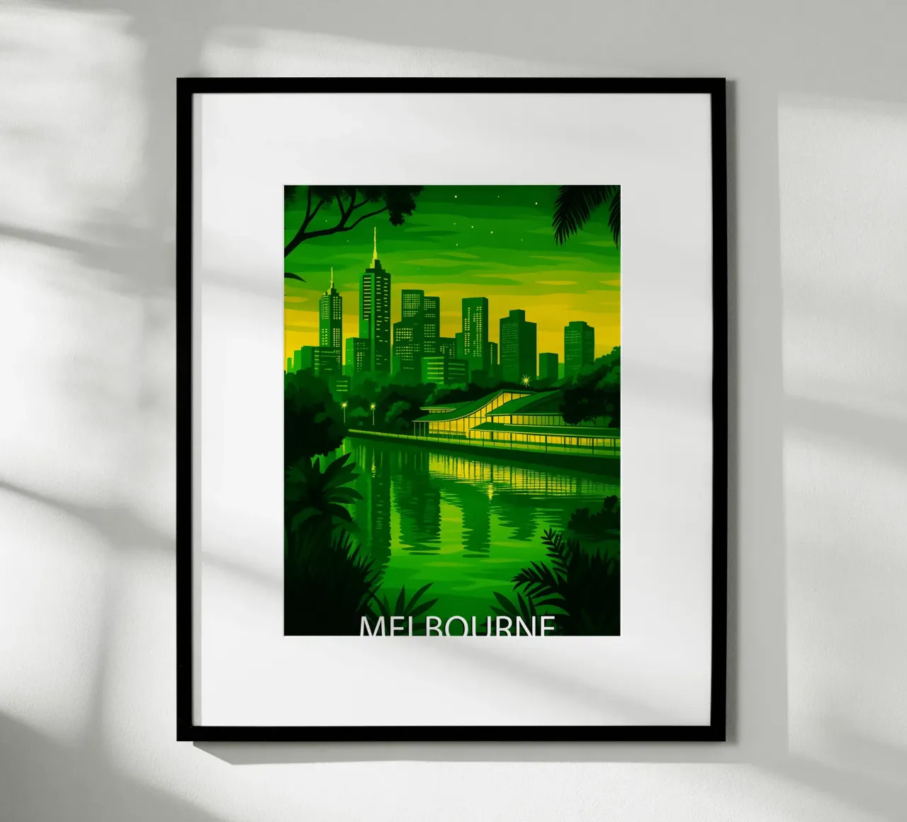 melboune australia skyline pittura vettoriale poster con telaio in alluminio da adzkiya