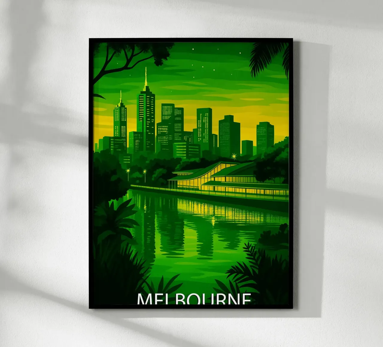 melboune australia skyline pittura vettoriale poster con telaio in alluminio da adzkiya