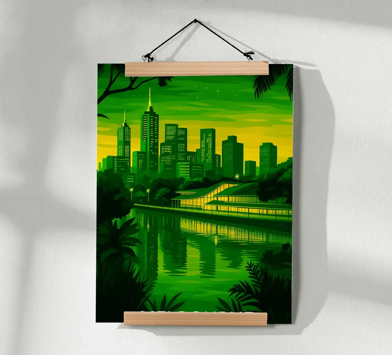 melboune australia skyline pittura vettoriale poster con telaio in alluminio da adzkiya
