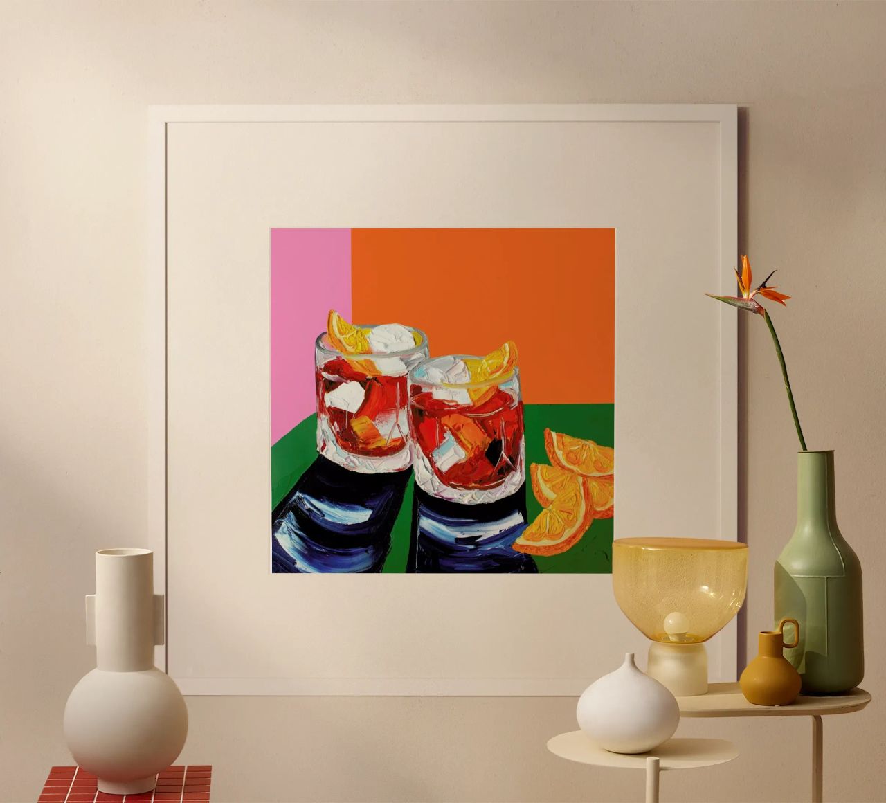 Negronis Pink Orange Poster von Alice Straker