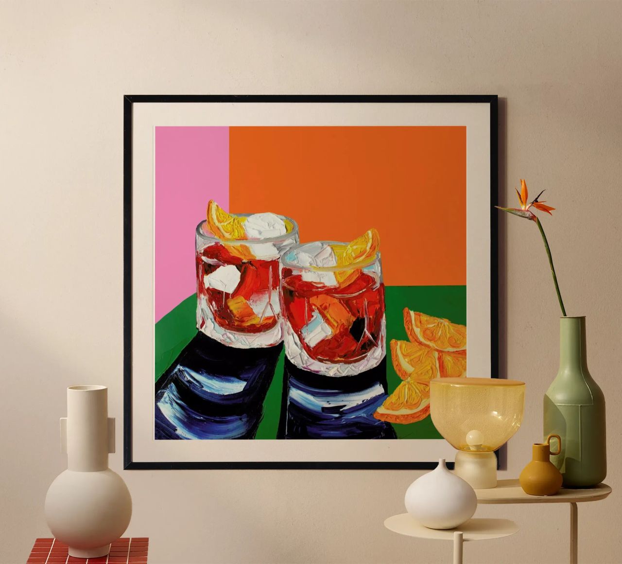 Negronis Pink Orange Poster von Alice Straker