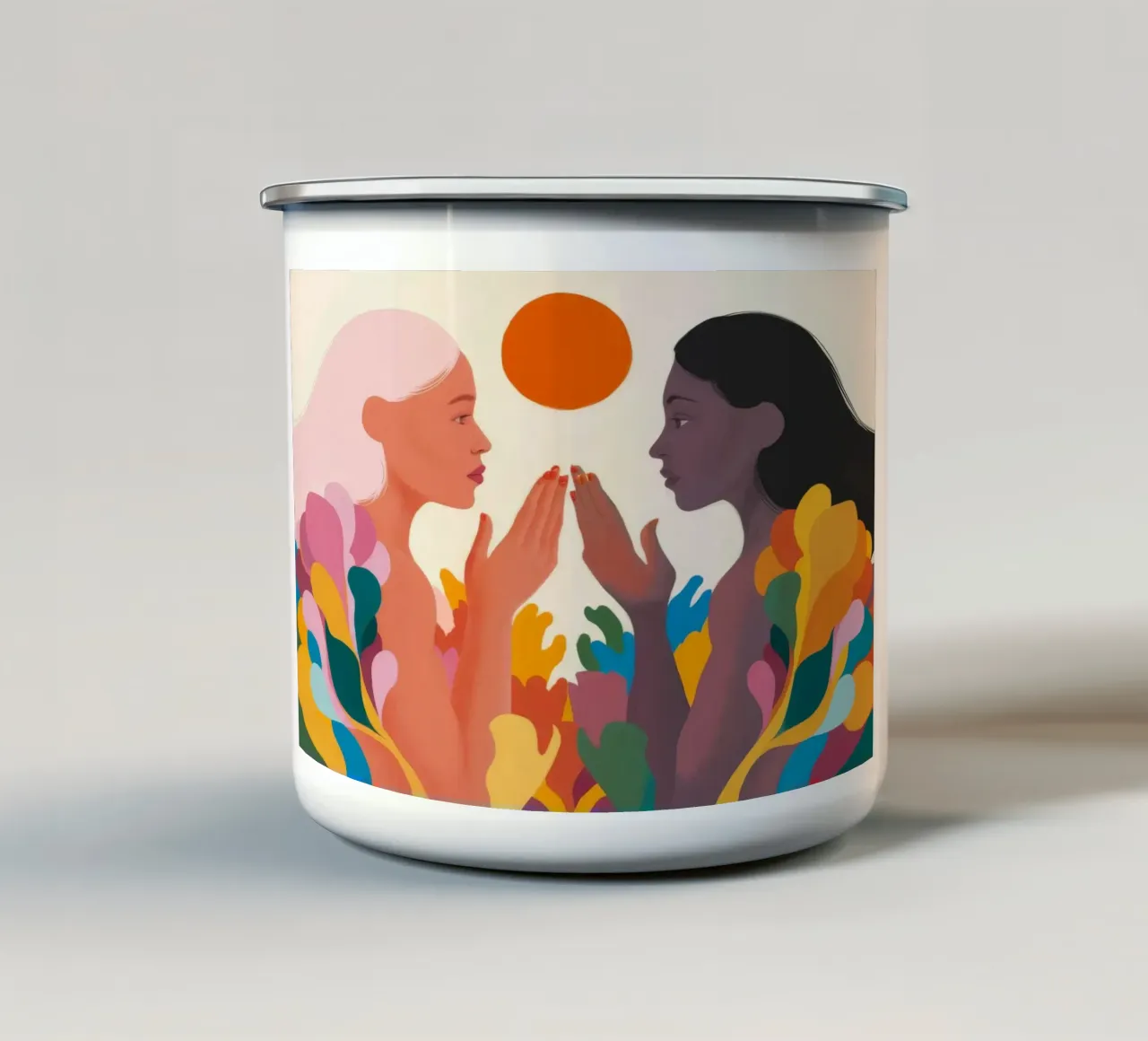 Astratto Abbracciare il calore tazza in smalto da Lumie Layers