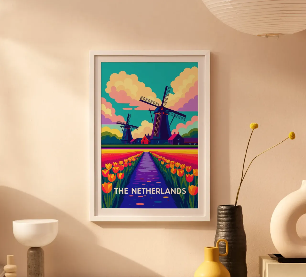 Paesi Bassi città skyline pittura vettoriale poster con telaio in plastica da adzkiya