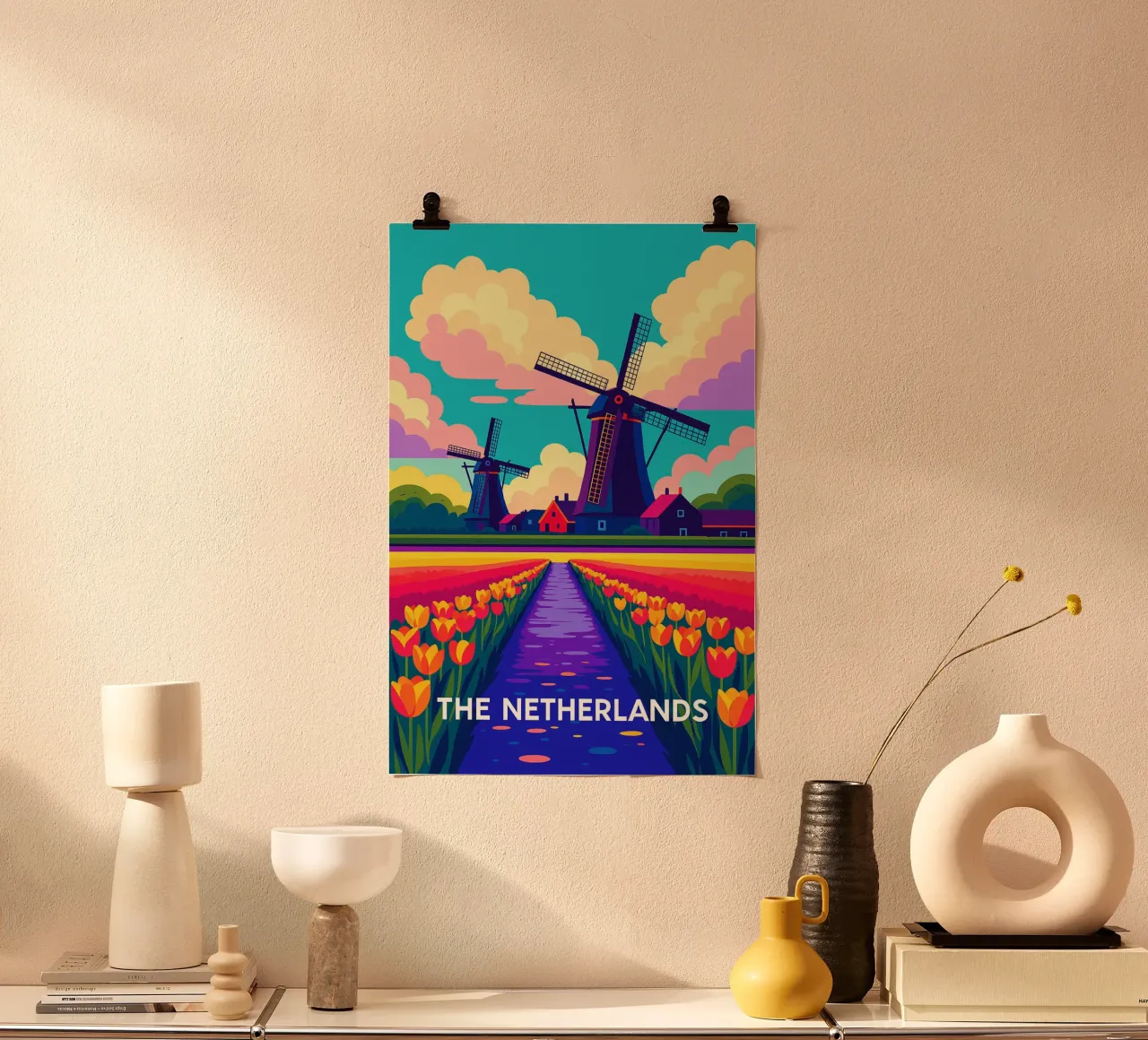 Paesi Bassi città skyline pittura vettoriale poster con telaio in plastica da adzkiya
