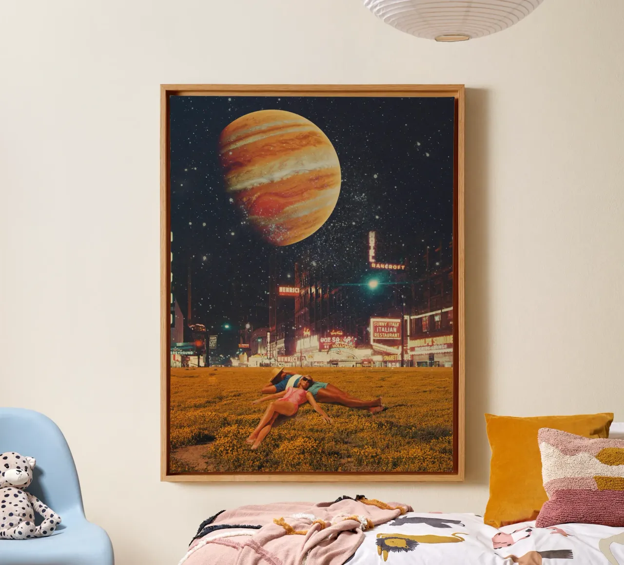 a postcard from year 2349 Leinwand mit Schattenfugenrahmen von Frank Moth