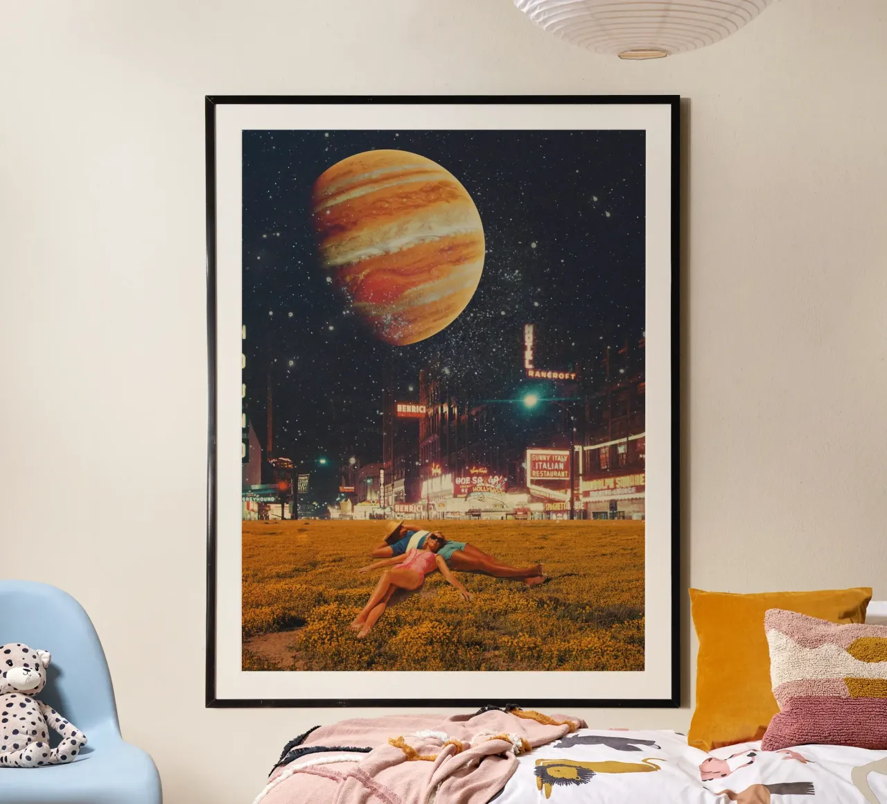 a postcard from year 2349 poster con telaio in legno da Frank Moth