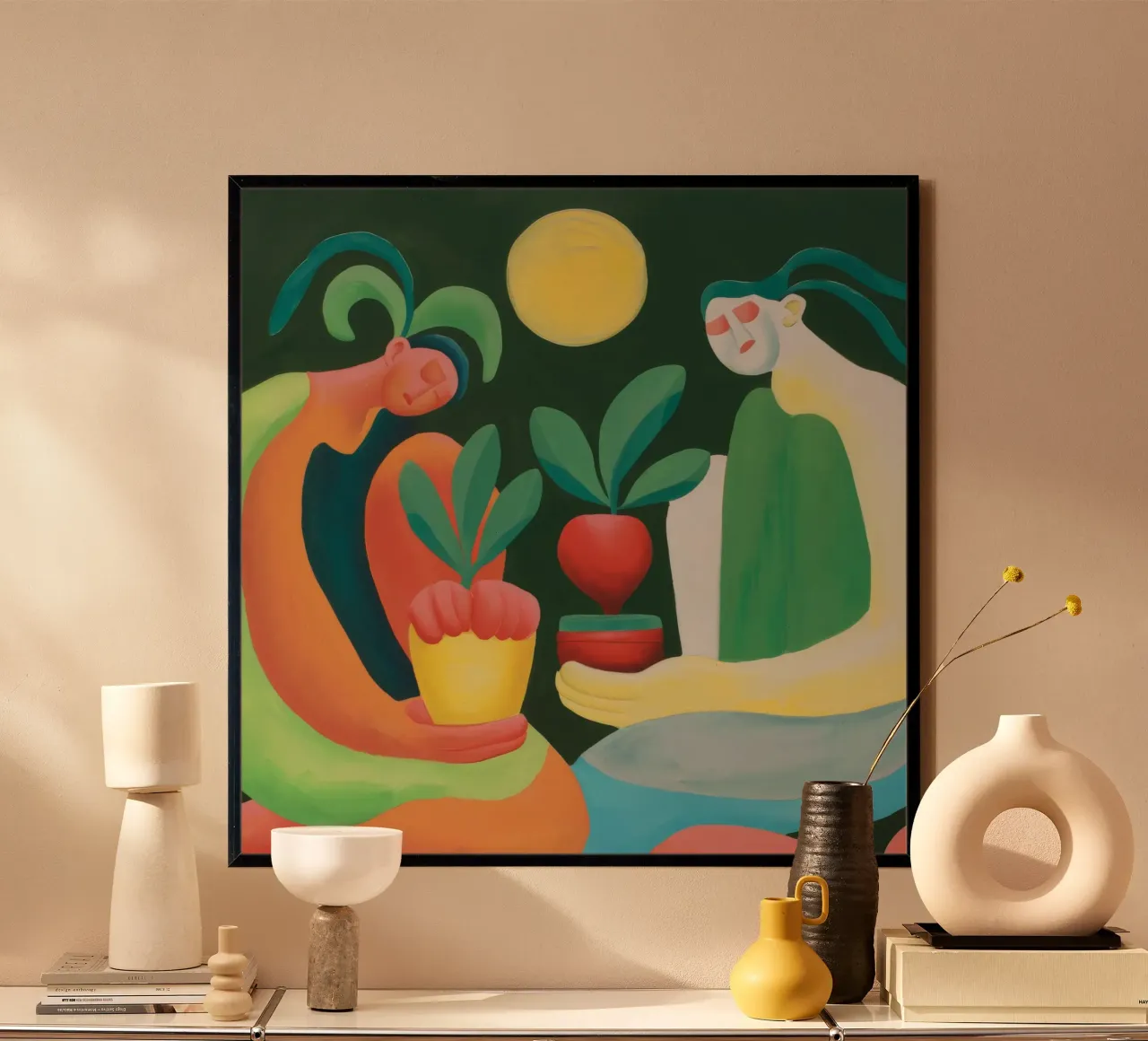 Giardino Musa Nutrire poster con telaio in legno da Lumie Layers