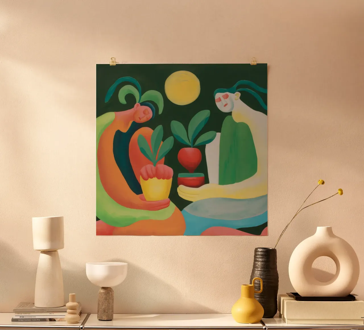 Giardino Musa Nutrire poster con telaio in legno da Lumie Layers