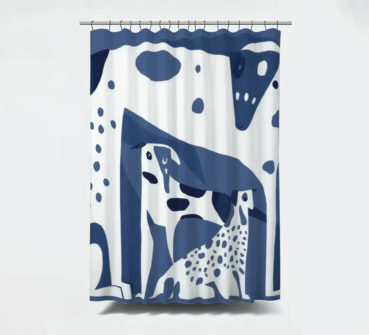 Canine Forms Blue shower curtain by Lumie Layers