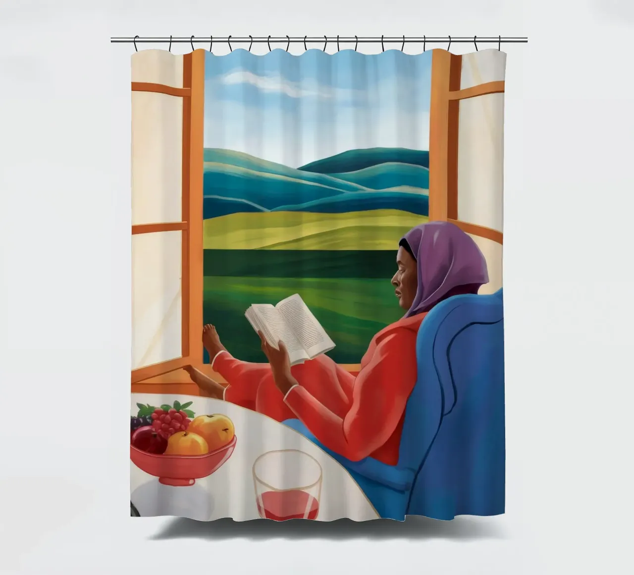 Window Read Repose shower curtain by Lumie Layers