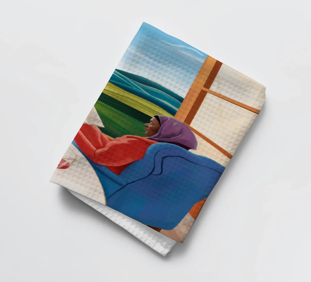 Window Read Repose tea towel by Lumie Layers