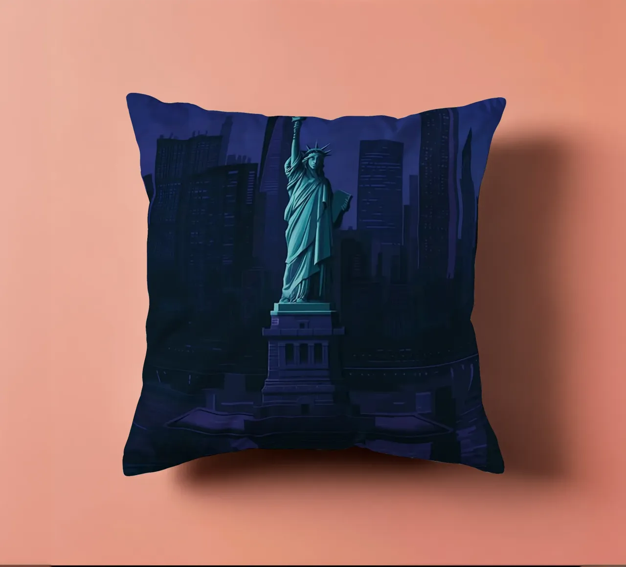 pittura vettoriale dello skyline di new york cuscino da adzkiya