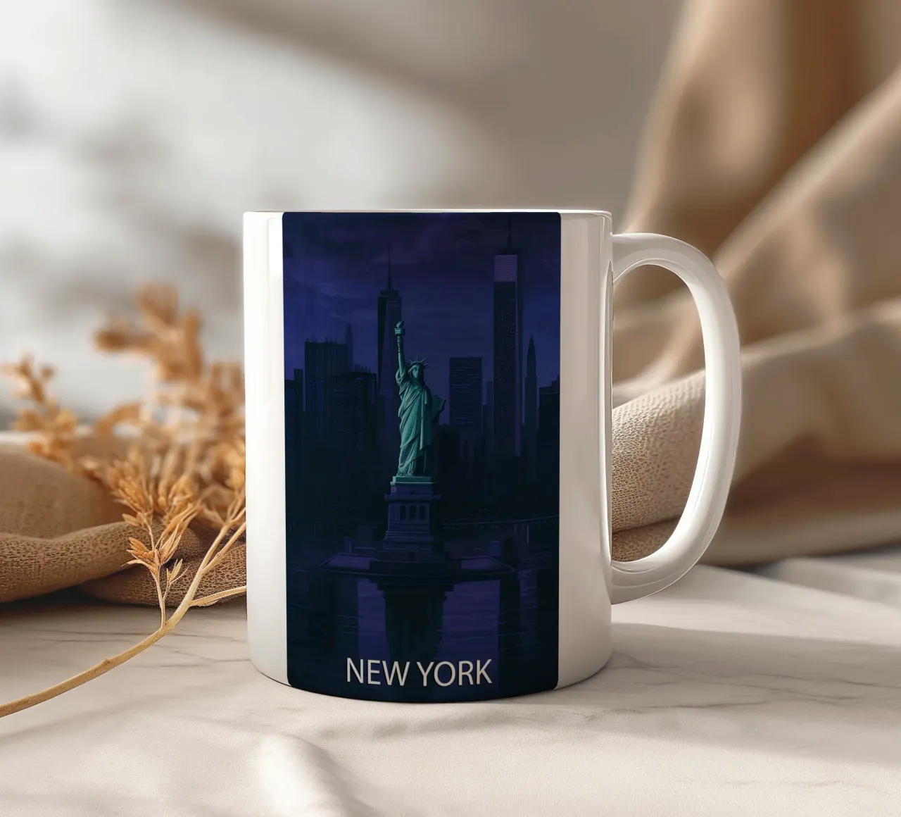 pittura vettoriale dello skyline di new york tazza in ceramica da adzkiya