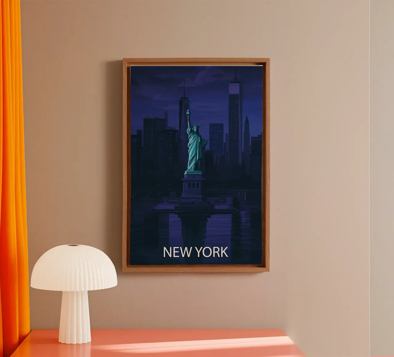 pittura vettoriale dello skyline di new york tela con Cornice a cassetta da adzkiya