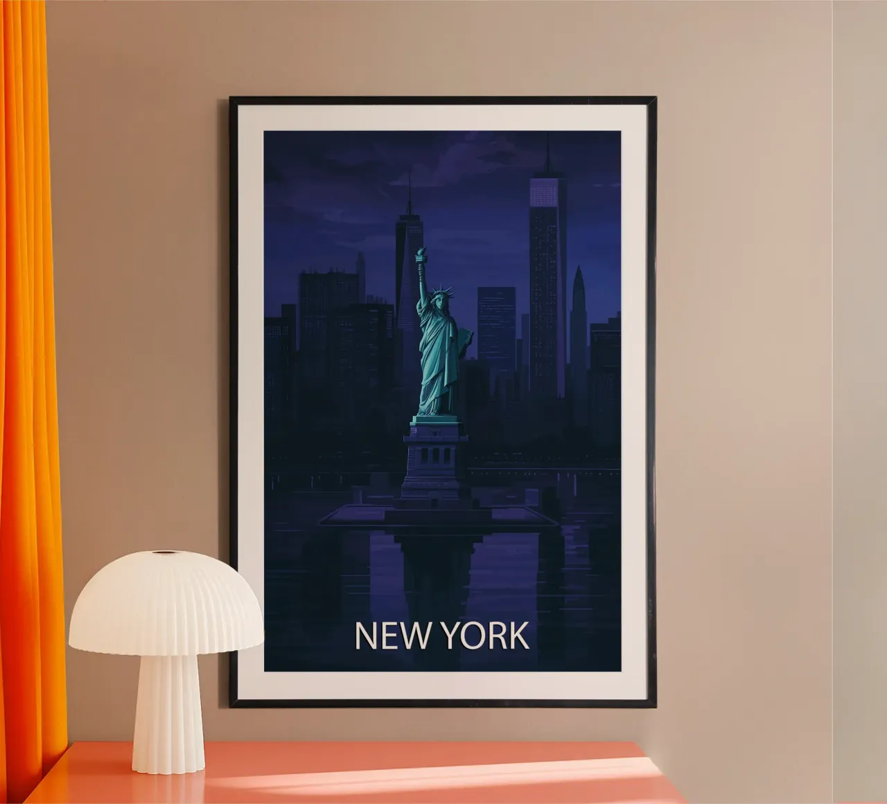 pittura vettoriale dello skyline di new york poster con telaio in plastica da adzkiya