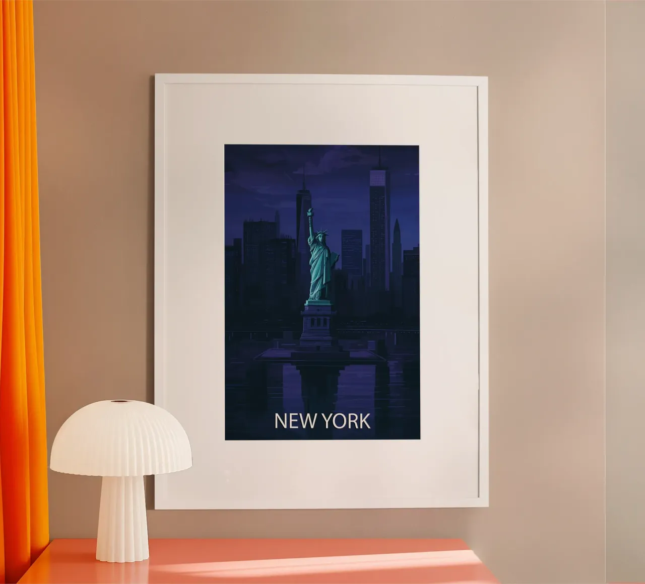 pittura vettoriale dello skyline di new york poster con telaio in plastica da adzkiya