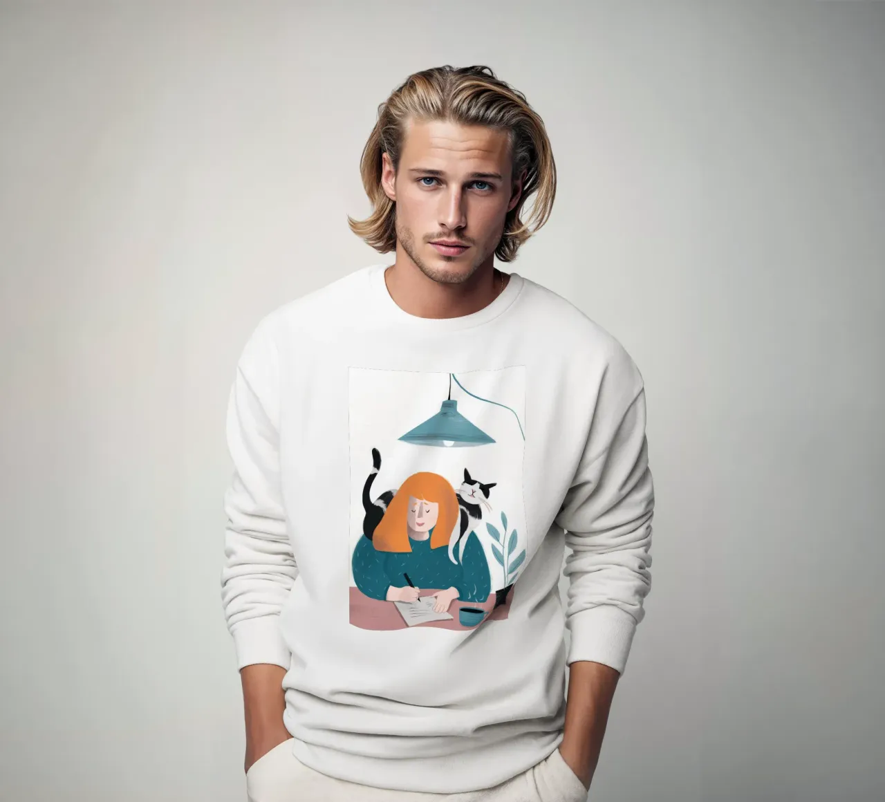 Compagno del gatto scrittore felpa da Lumie Layers