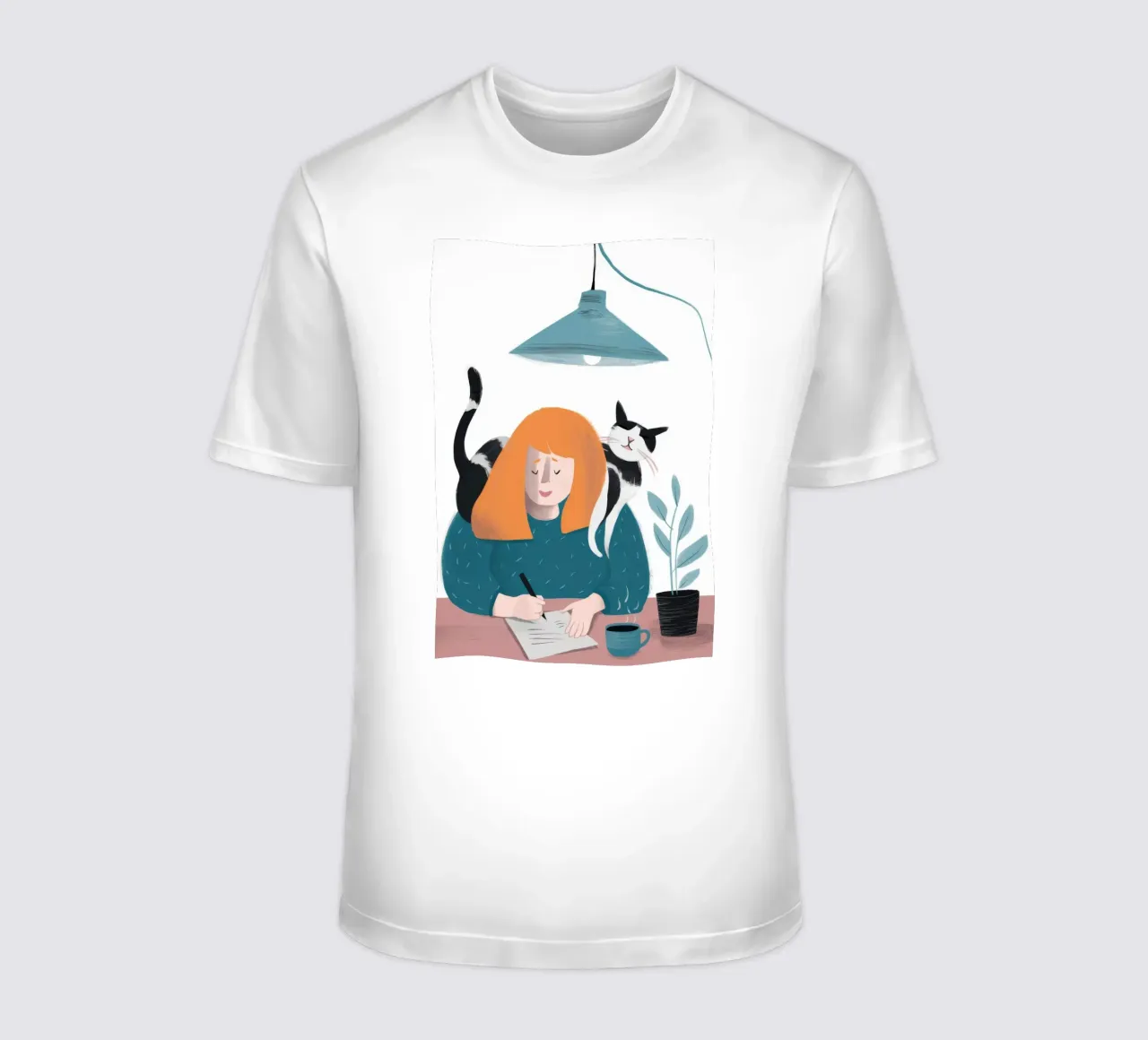 Compagno del gatto scrittore t-shirt da Lumie Layers