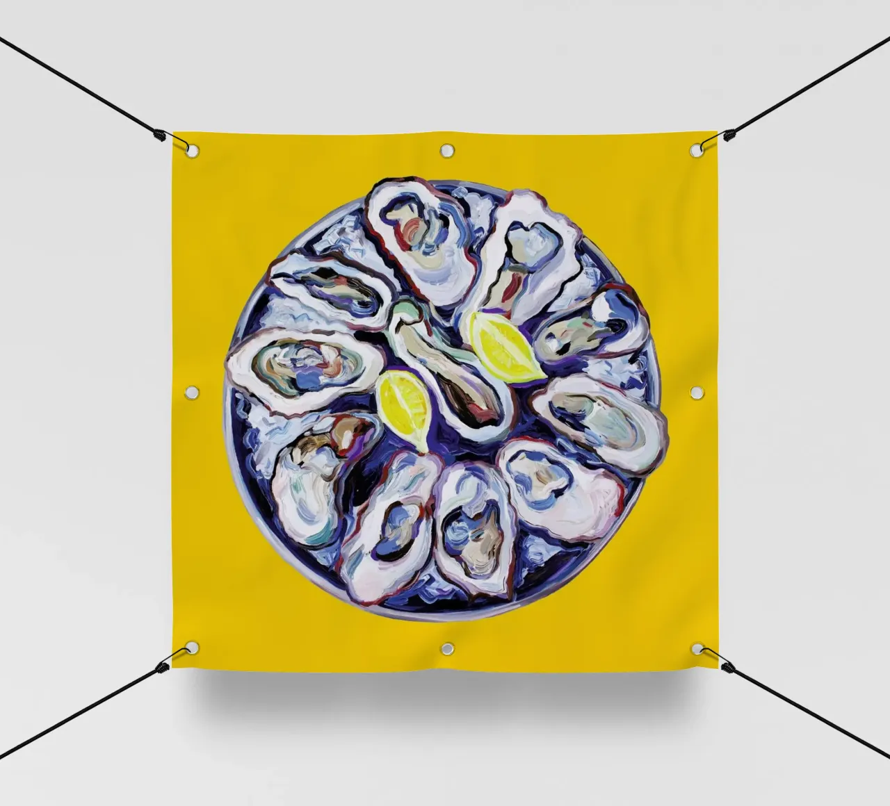 Oysters On A Plate Yellow telo in pvc da Alice Straker
