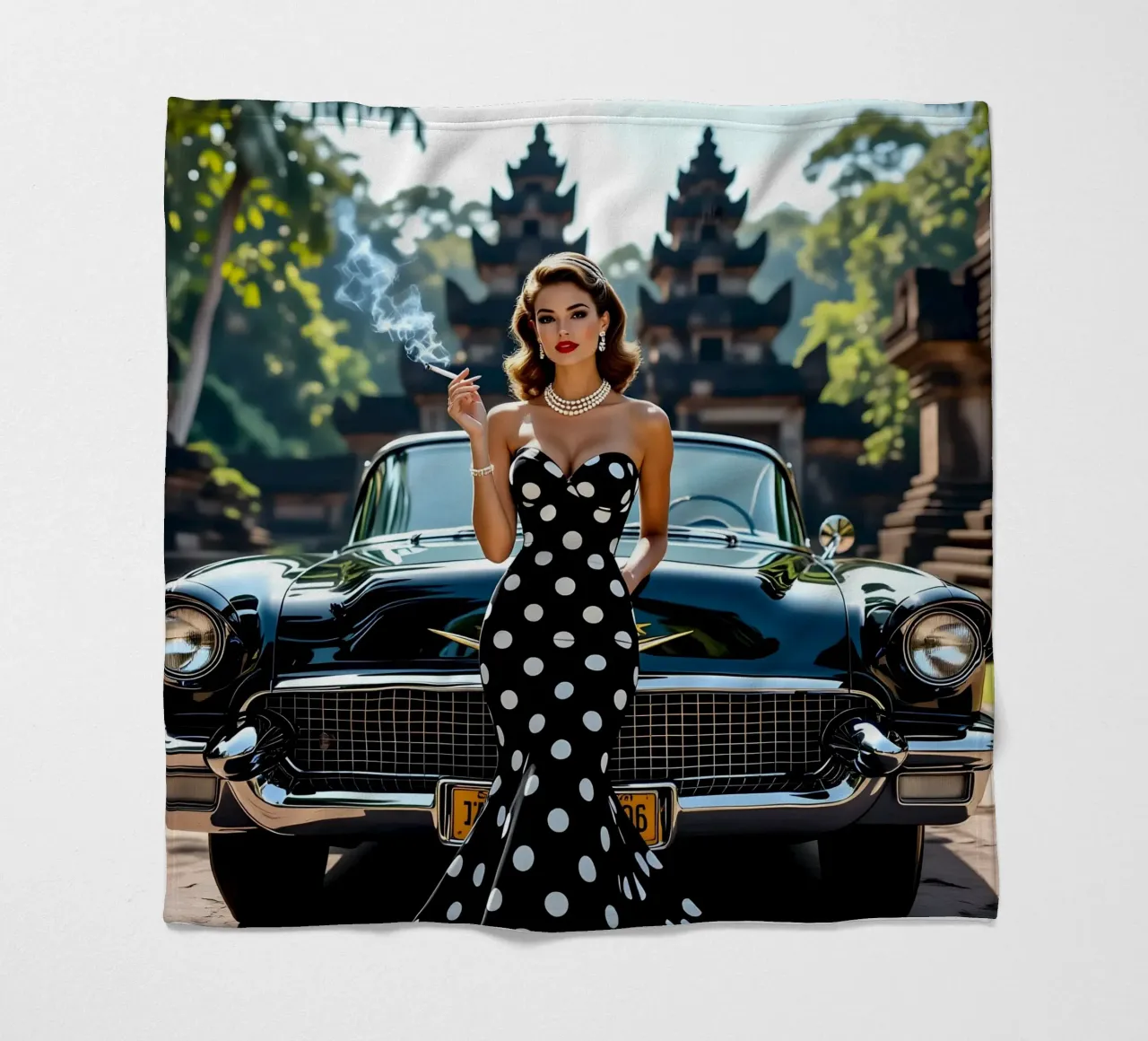 Signora con Cadillac nella giungla coperta in pile da Anita's Dream
