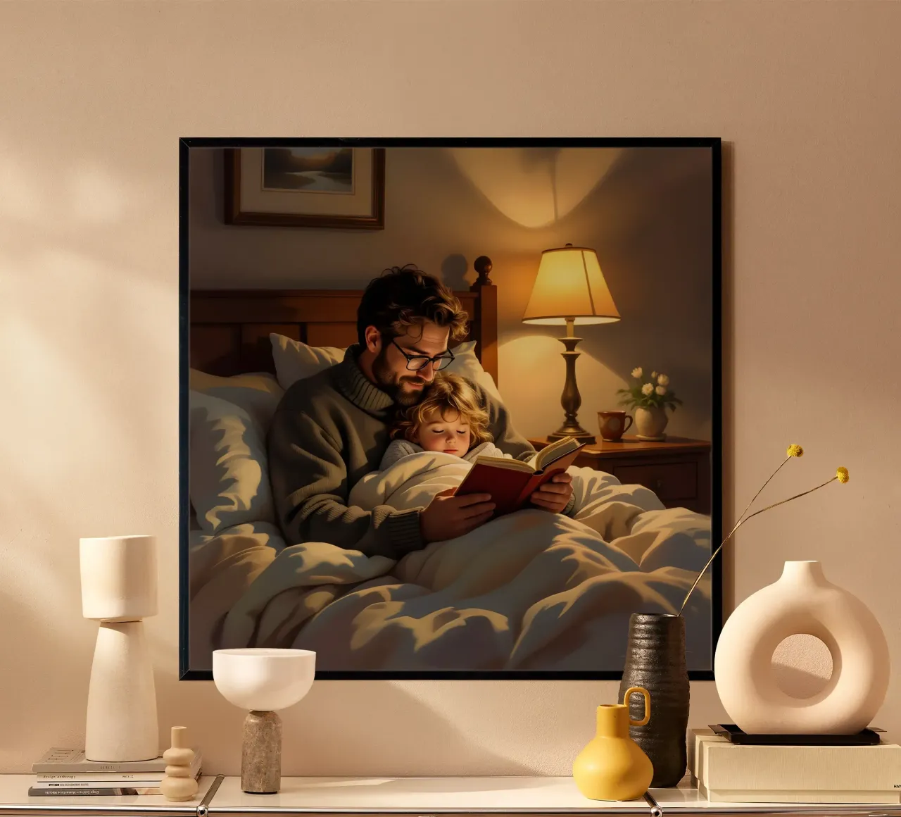 Vader en zoon poster met houten frame van Anita's Dream