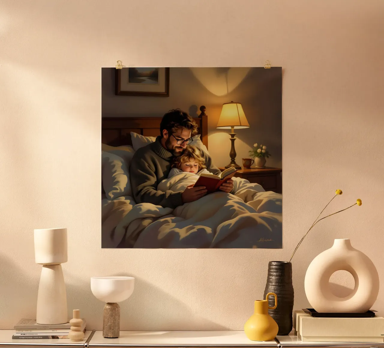 Vader en zoon poster met houten frame van Anita's Dream